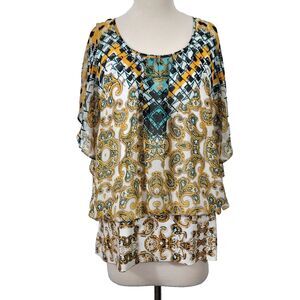 Style & Co Shirt Top Womens Plus Size 3X Lined Blouson Hem Kimono Sleeve Blouse